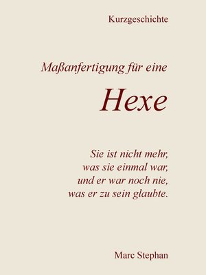 cover image of Maßanfertigung für eine Hexe